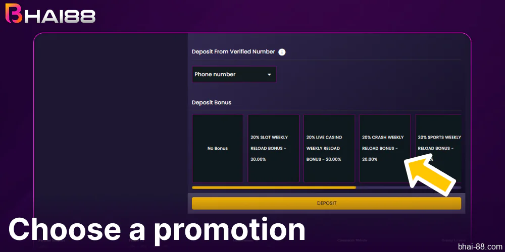Choose a promotion on Bhai88