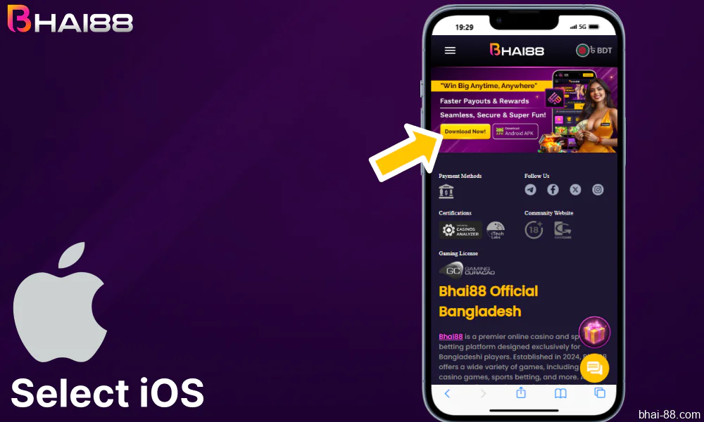 Select iOS on Bhai88
