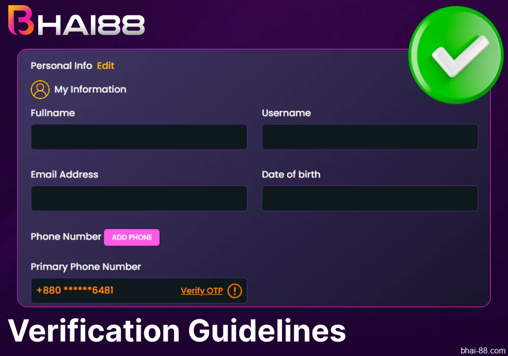Instructions for Bhai88 account verification in Bangladesh